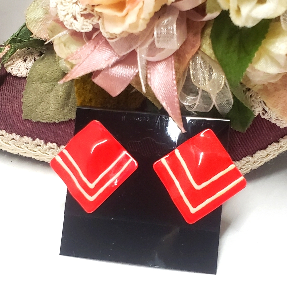 Gorgeous Vintage Ruby Red Statement Earrings - image 1